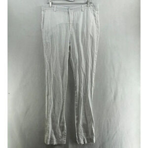Polos 100% Linen Pants Women’s Sz XL Pure White Slim Straight Pockets Button